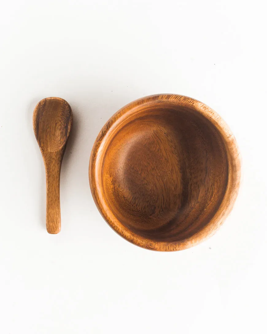 6" Acacia Wood Smoothie Bowl   Spoon