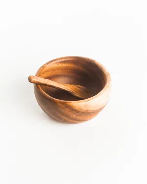 6" Acacia Wood Smoothie Bowl   Spoon