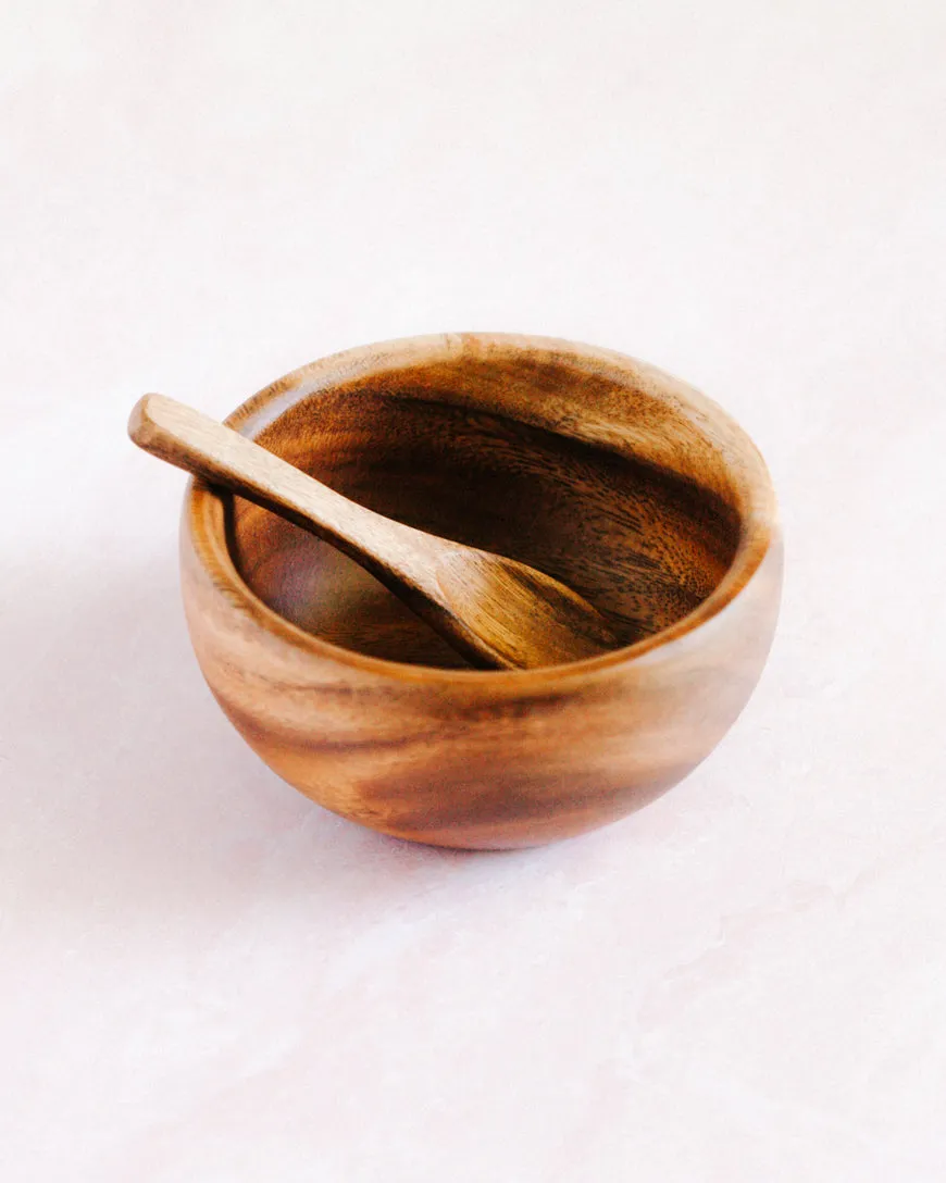 6" Acacia Wood Smoothie Bowl   Spoon