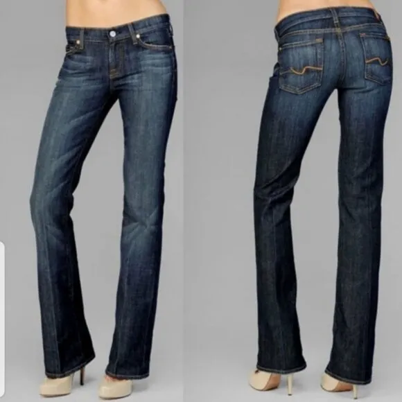 7 For All Mankind Original Bootcut Low Rise Medium-Dark Wash Jeans Size 34