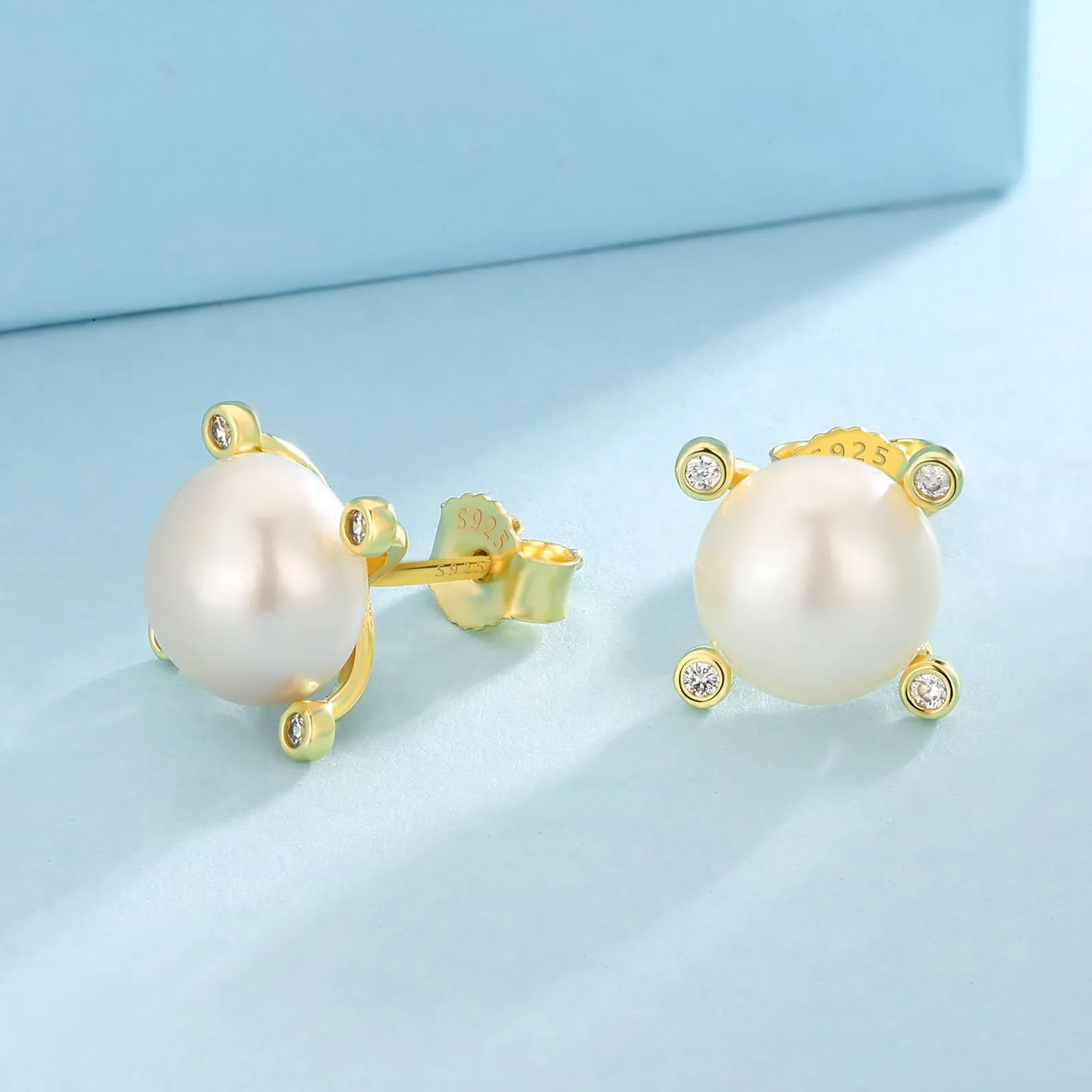 9.5MM Pearls Stud Earrings S925 KRKC 0309
