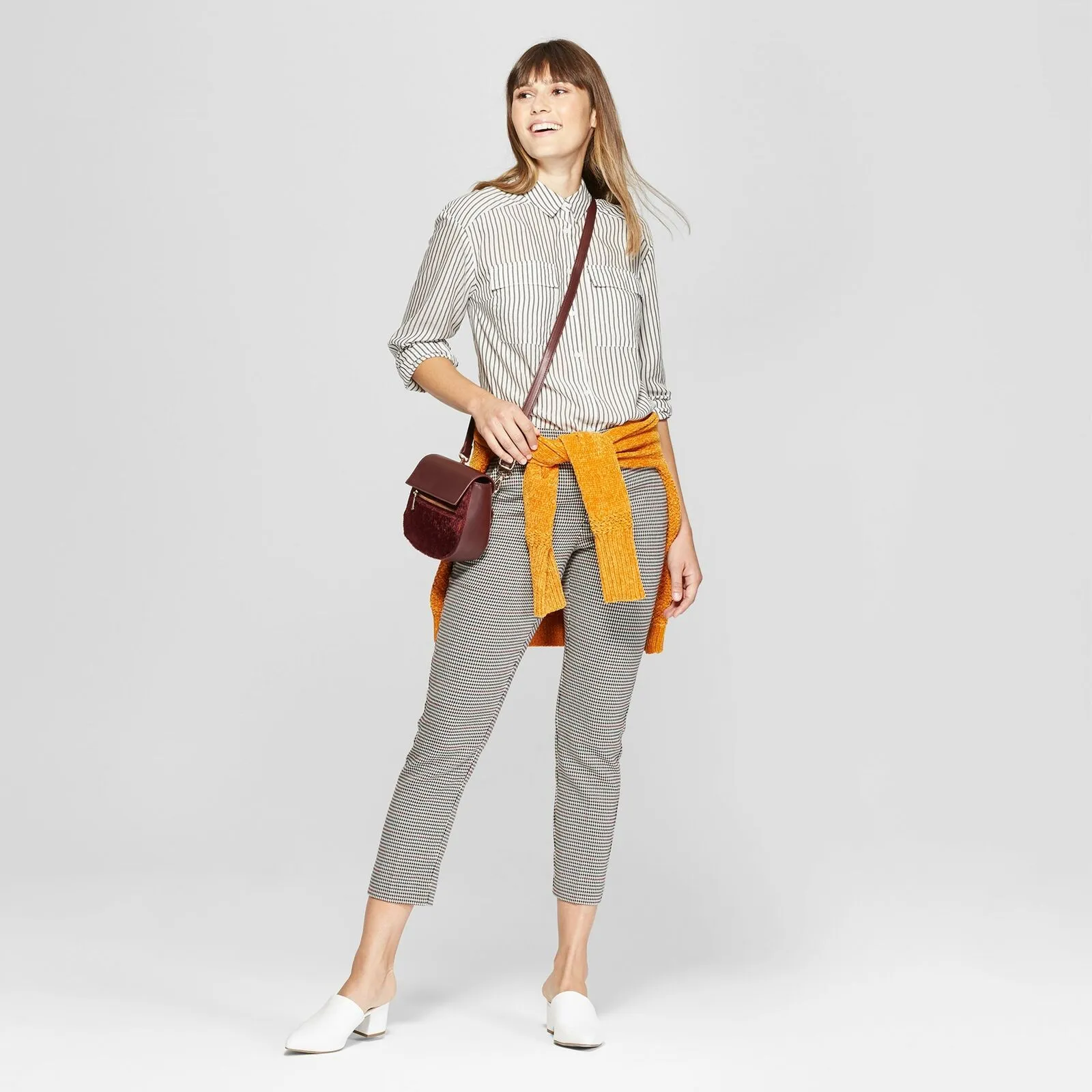 A New Day Women's Long Sleeve Utility Shirt Blouse Top