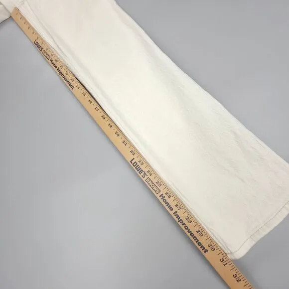 ABERCROMBIE 90s Straight Ultra High Rise Cream with Oat Waistband PU Leather 25