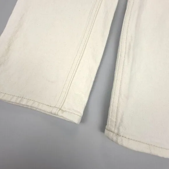 ABERCROMBIE 90s Straight Ultra High Rise Cream with Oat Waistband PU Leather 25