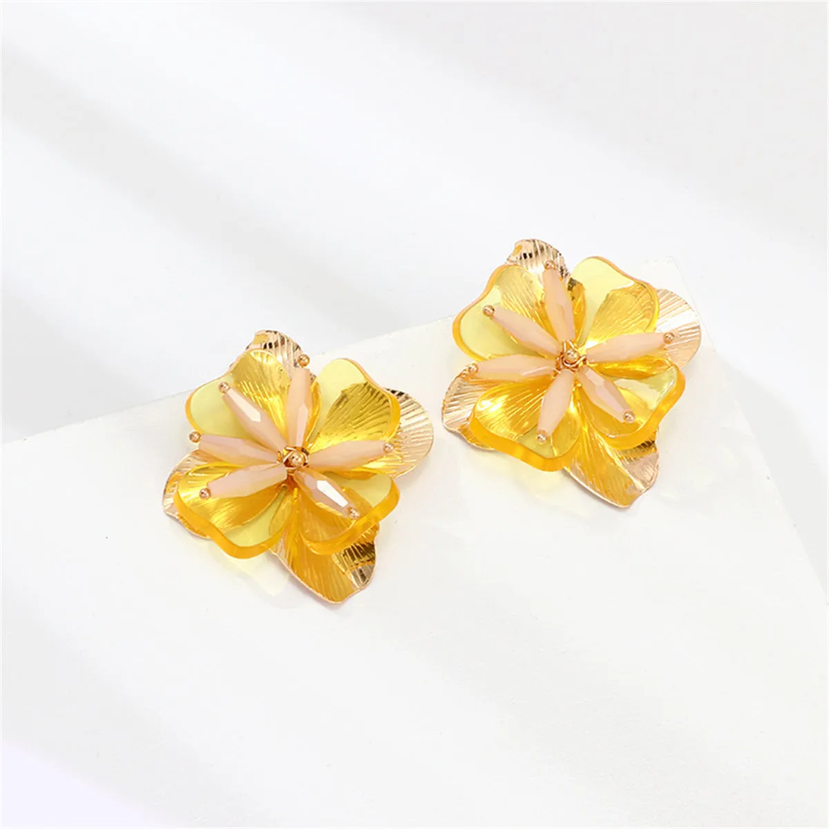 Acrylic & 18K Gold-Plated Flower Stud Earrings