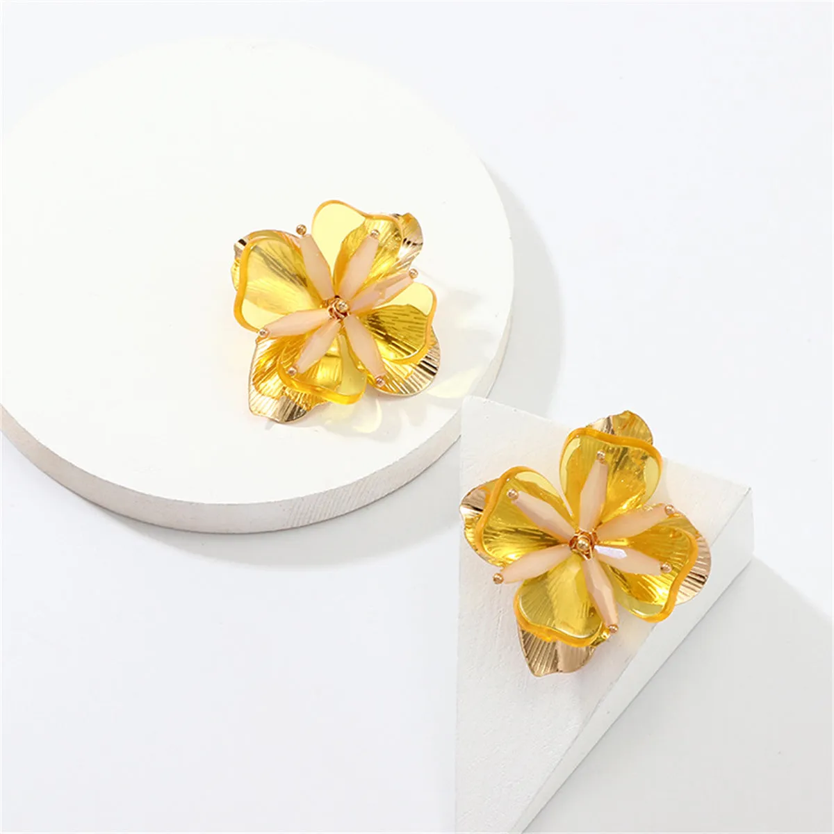 Acrylic & 18K Gold-Plated Flower Stud Earrings