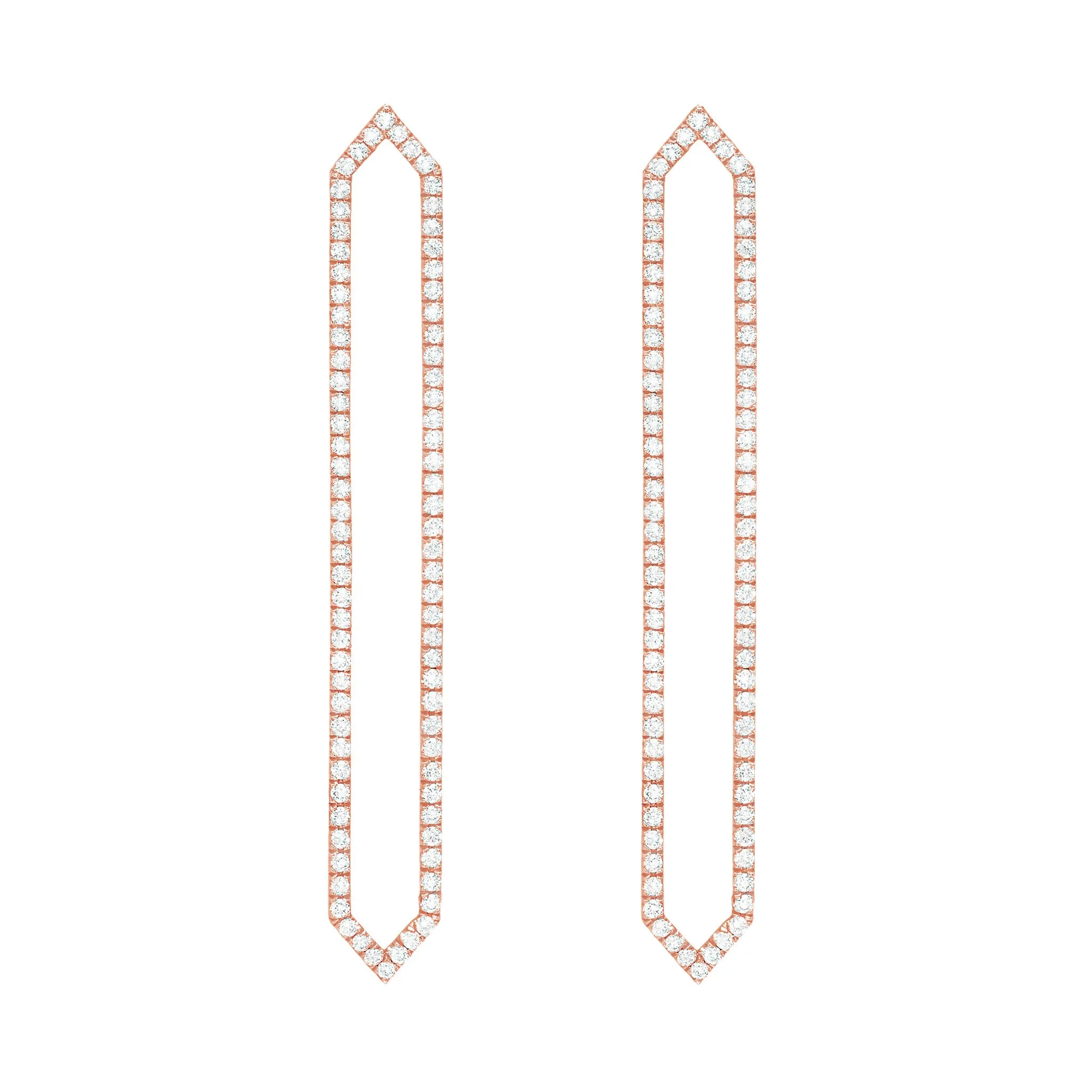 All Diamond Long Marquis Earrings | Rose Gold