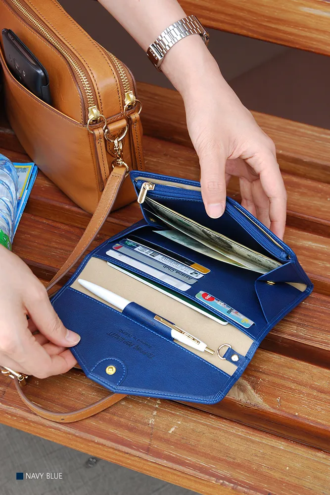 All-in-One Leather Travel Pop Clutch (Genuine Leather version)