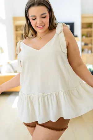 All Tied Up Peplum Tank in Oatmeal