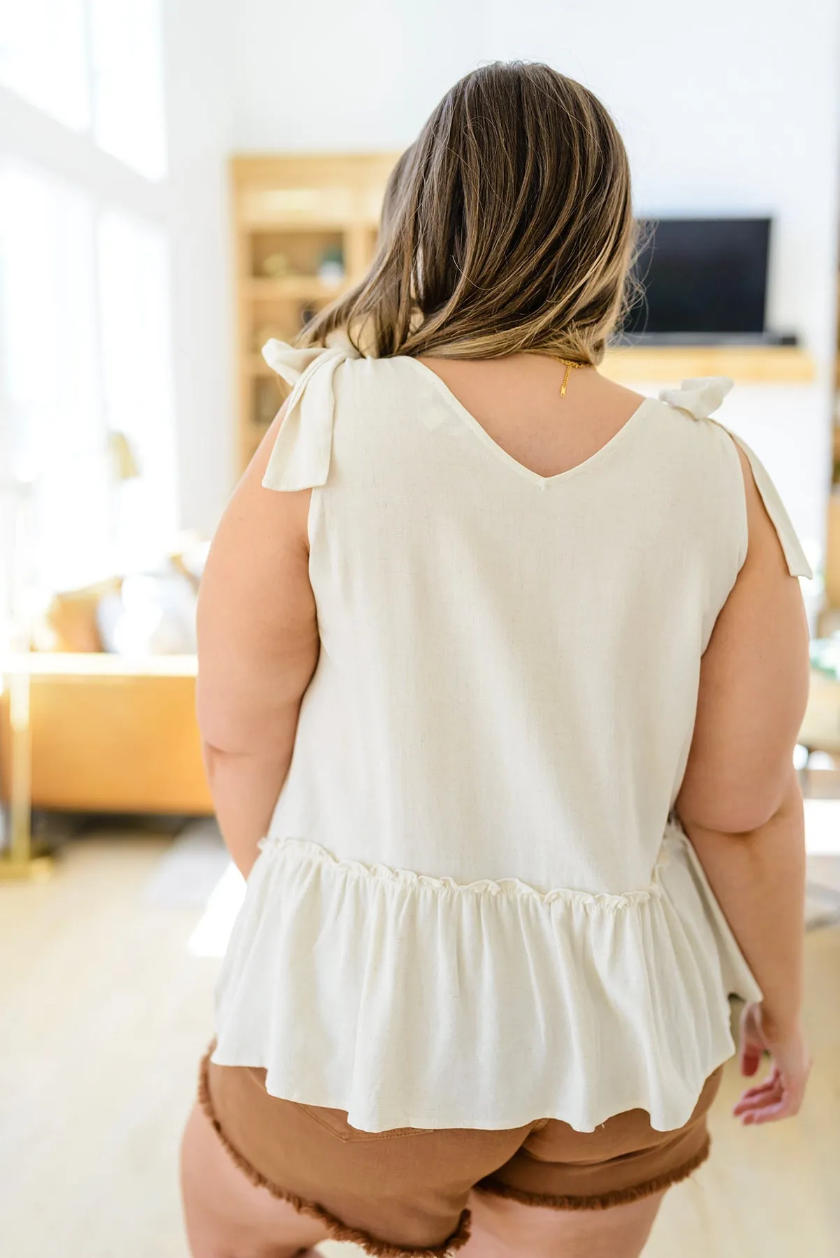 All Tied Up Peplum Tank in Oatmeal