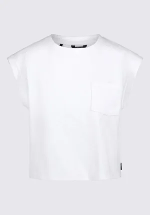 Amandine Women's Cap-Sleeve Crop Top, White - KT0149S