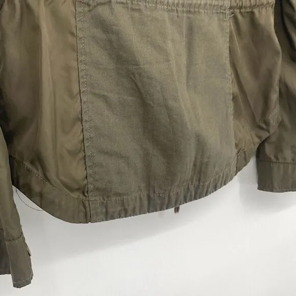 American Rag Cie Women's Utility Cargo Moto Military Jacket Olive Army Green Sma