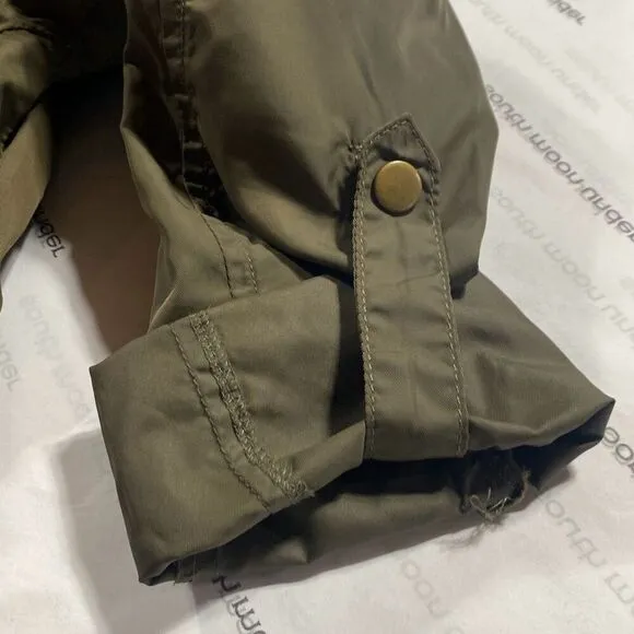 American Rag Cie Women's Utility Cargo Moto Military Jacket Olive Army Green Sma