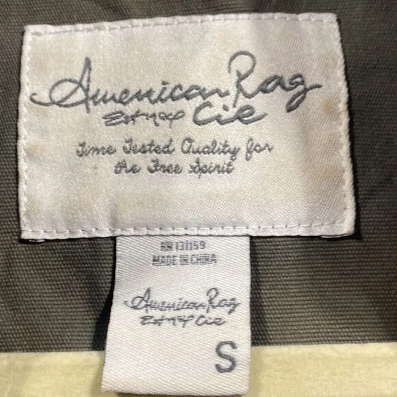 American Rag Cie Women's Utility Cargo Moto Military Jacket Olive Army Green Sma