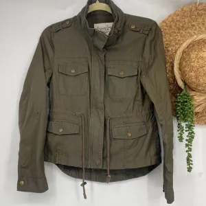 American Rag Cie Women's Utility Cargo Moto Military Jacket Olive Army Green Sma
