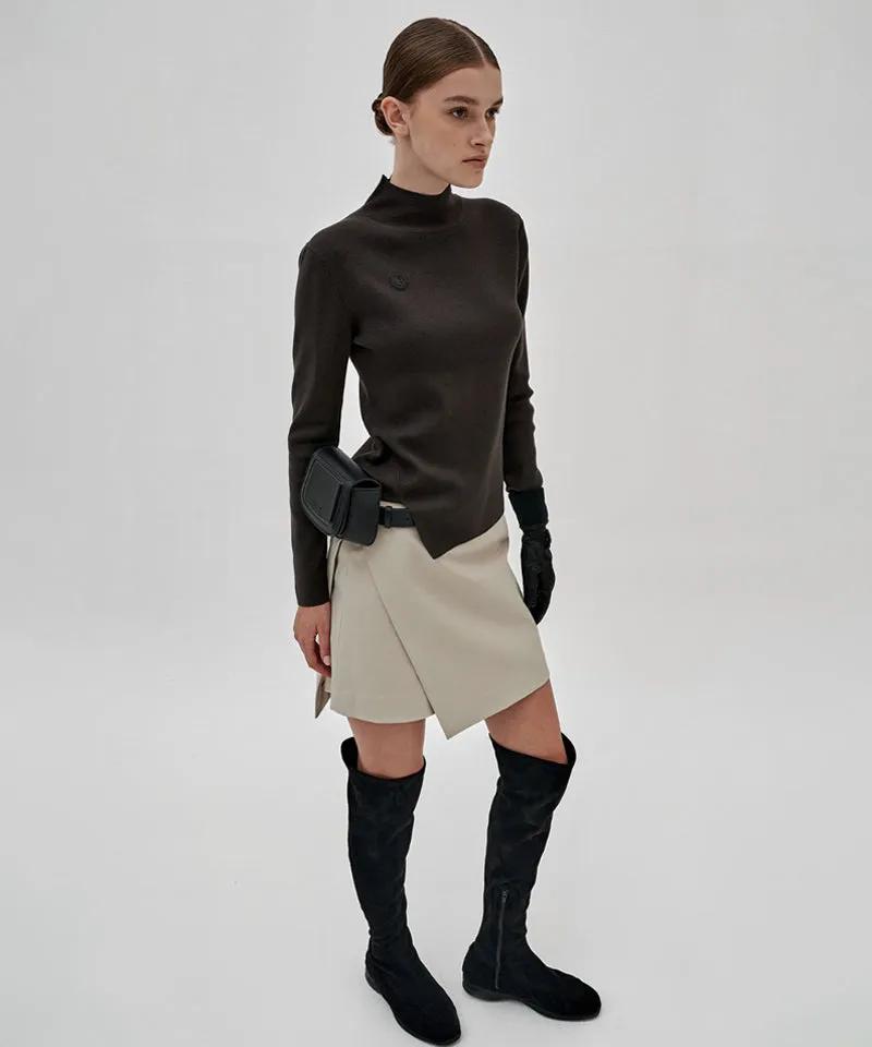 Anell Golf French Warm Knit Top - Olive Charcoal