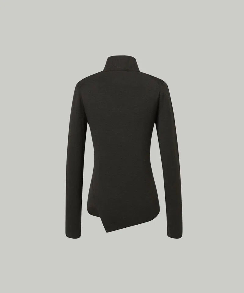 Anell Golf French Warm Knit Top - Olive Charcoal