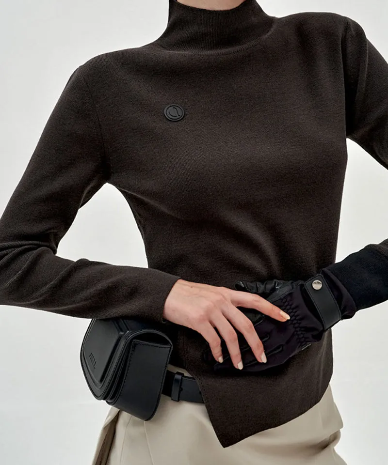 Anell Golf French Warm Knit Top - Olive Charcoal