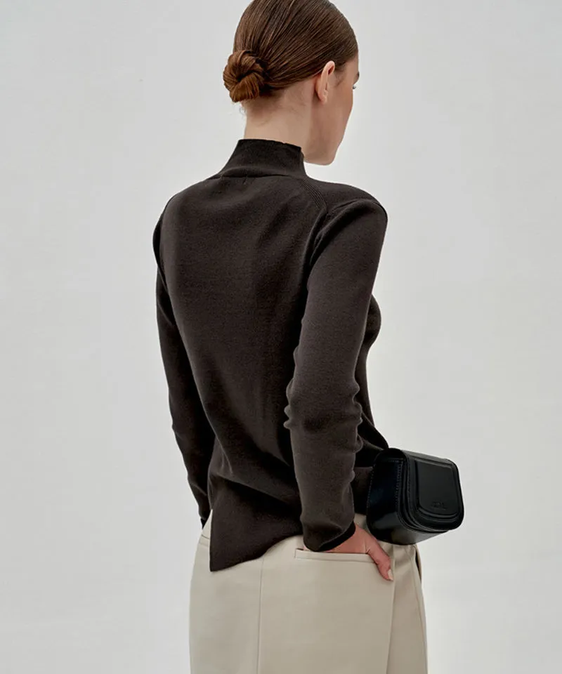 Anell Golf French Warm Knit Top - Olive Charcoal