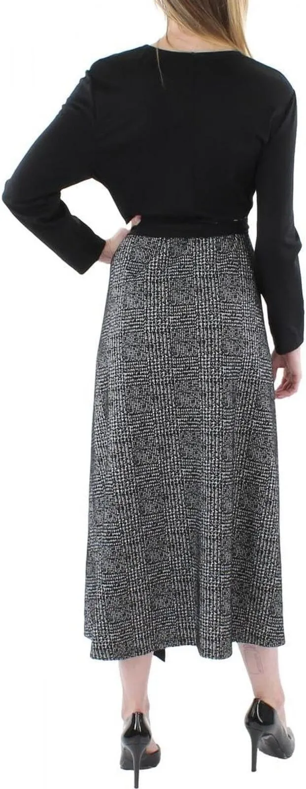 Anne Klein Women's Serenity Combo Dress 10855581 Anthracite Black / Amethyst 2XL