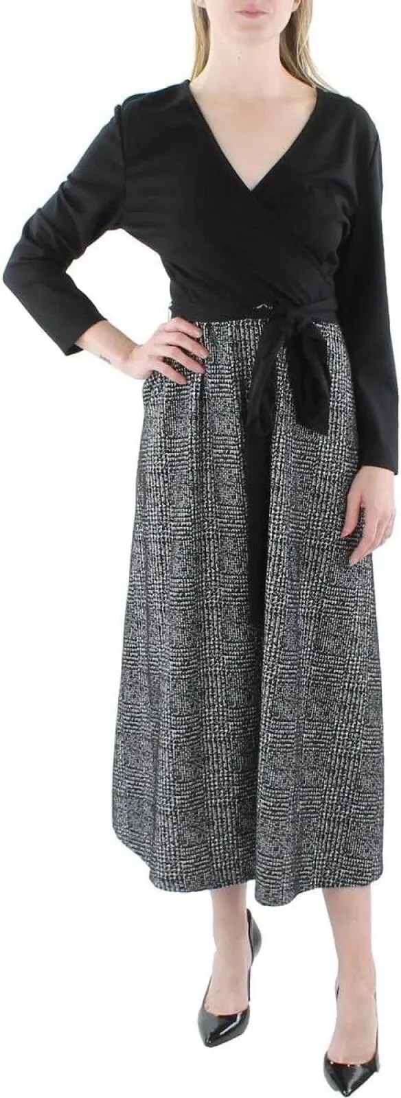 Anne Klein Women's Serenity Combo Dress 10855581 Anthracite Black / Amethyst 2XL