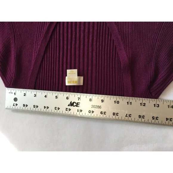 Anthropologie Maeve Womens Zip-Front Cardigan Sweater Medium Purple Ribbed knit