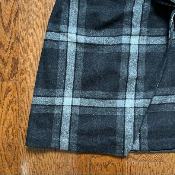 Aritzia Wilfred Dark Gray Plaid Wool Wrap Tie Front A-Line Mini Skirt - Sz 8