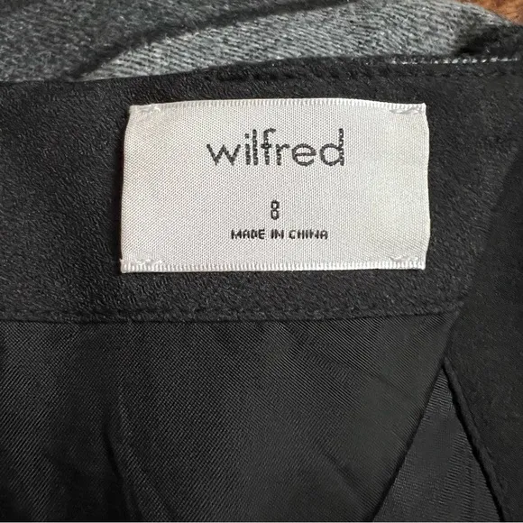 Aritzia Wilfred Dark Gray Plaid Wool Wrap Tie Front A-Line Mini Skirt - Sz 8