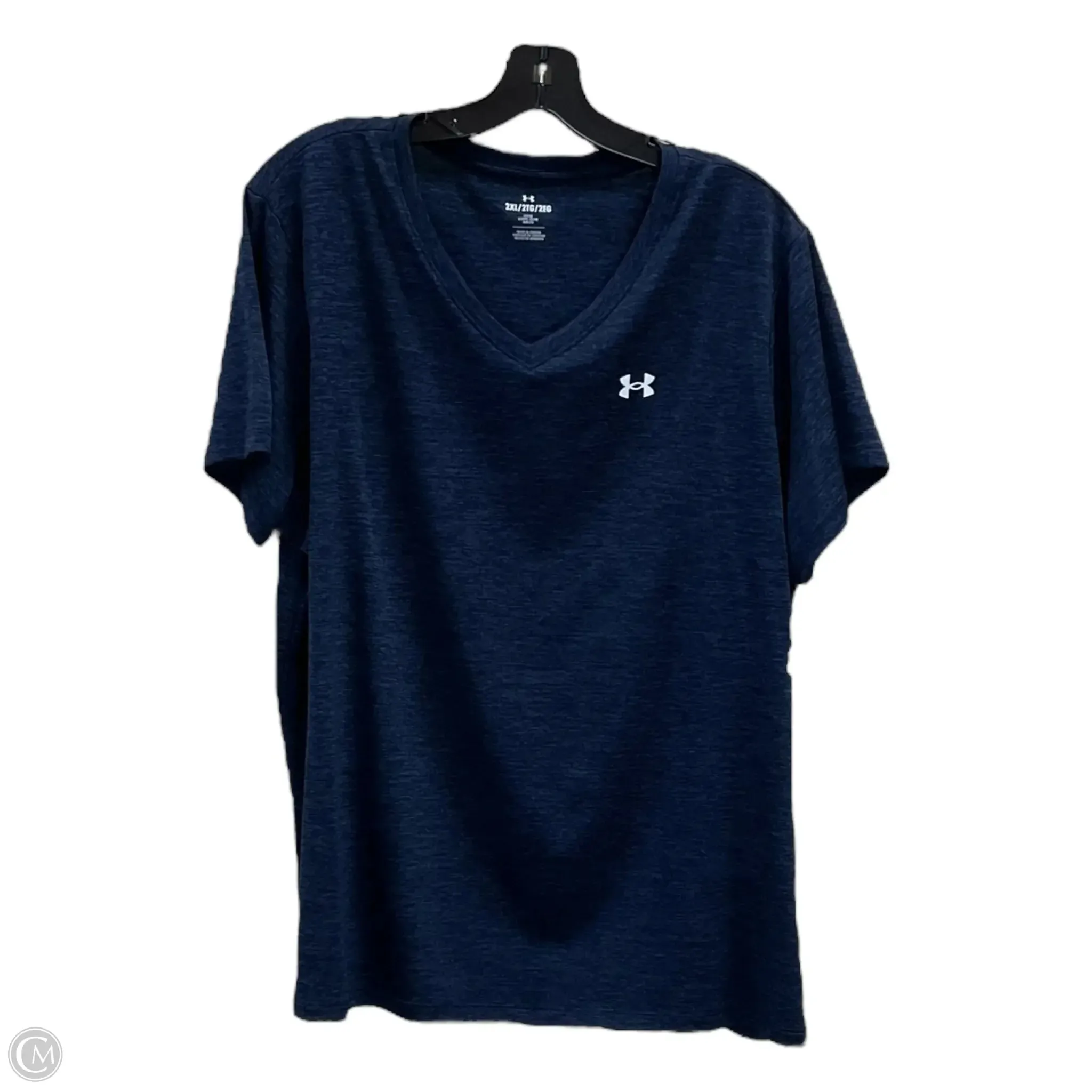 Athletic Top Short Sleeve By Under Armour In Navy, Size: 2x
