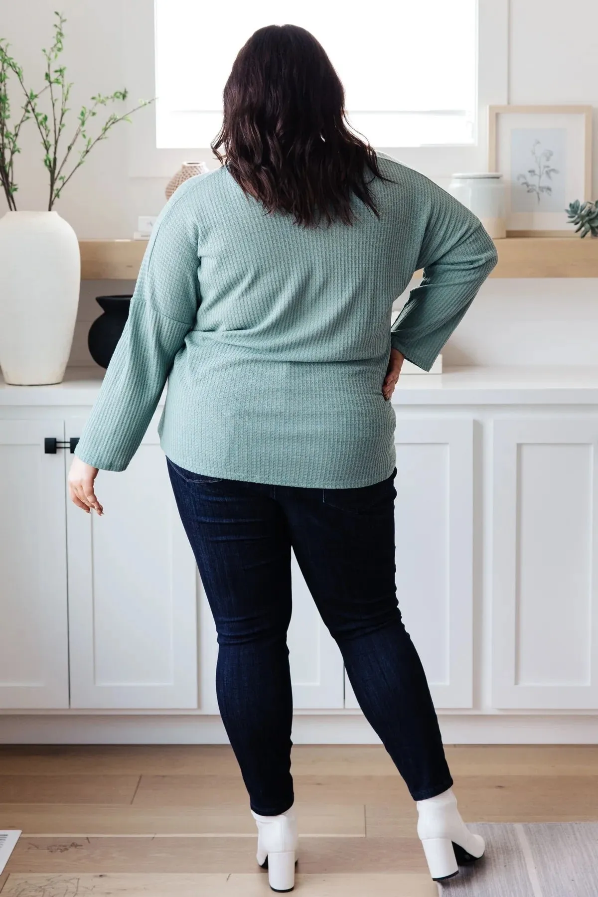 Austin Waffle Knit Top in Sage