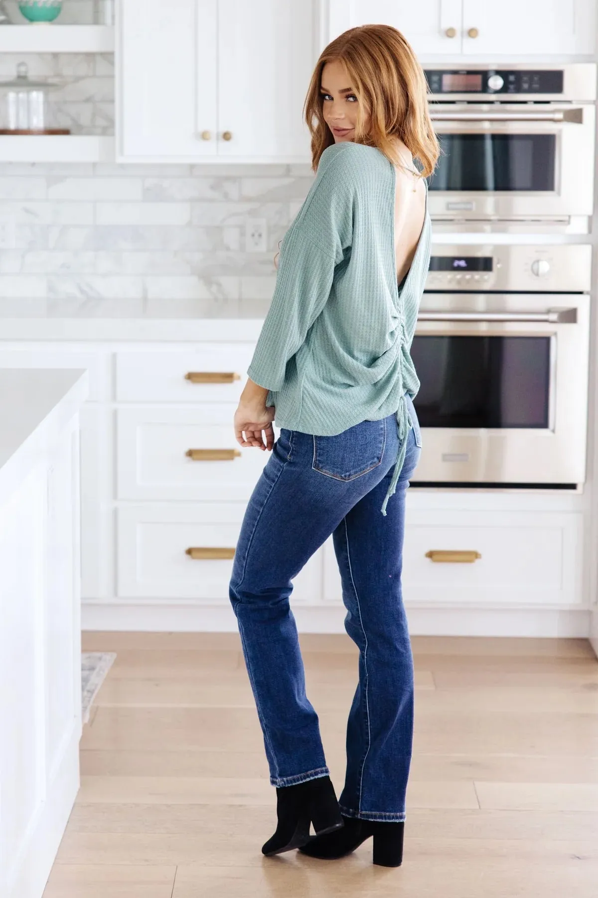 Austin Waffle Knit Top in Sage