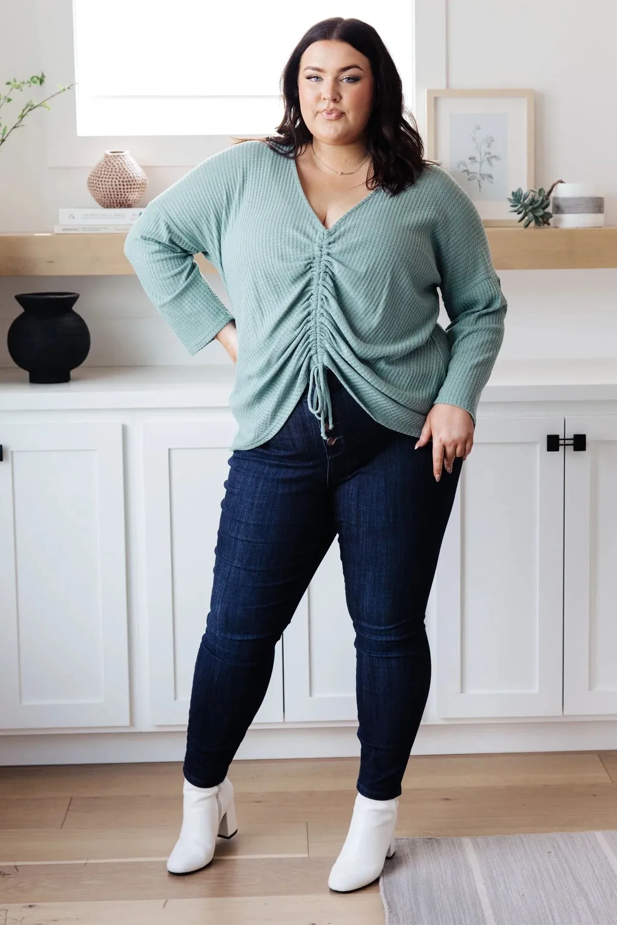Austin Waffle Knit Top in Sage