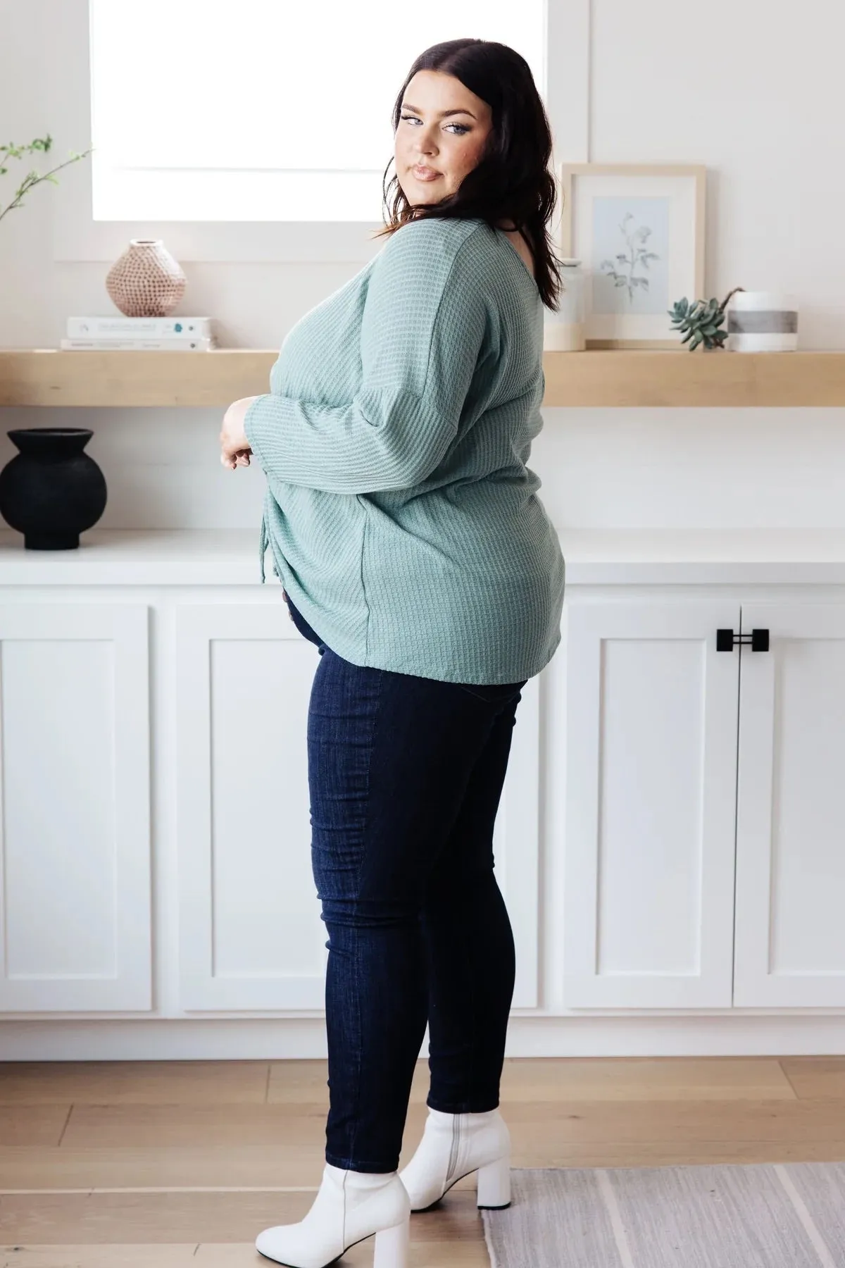 Austin Waffle Knit Top in Sage