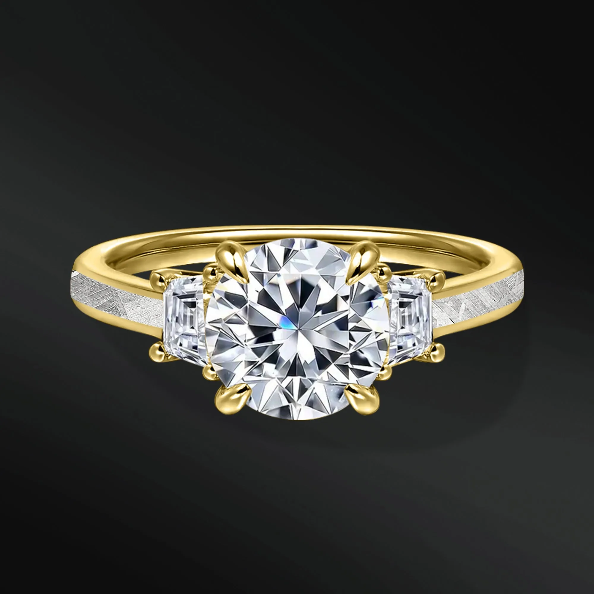 Ayesha Star - 14K Gold or Sterling silver Ring for Women | 2CT Brilliant Cut Certified Moissanite Engagement Ring | Muonionalusta Meteorite  | D - Color, VVS1 Clarity