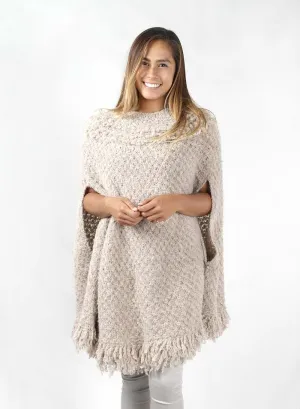 Baby Alpaca Poncho / Tan
