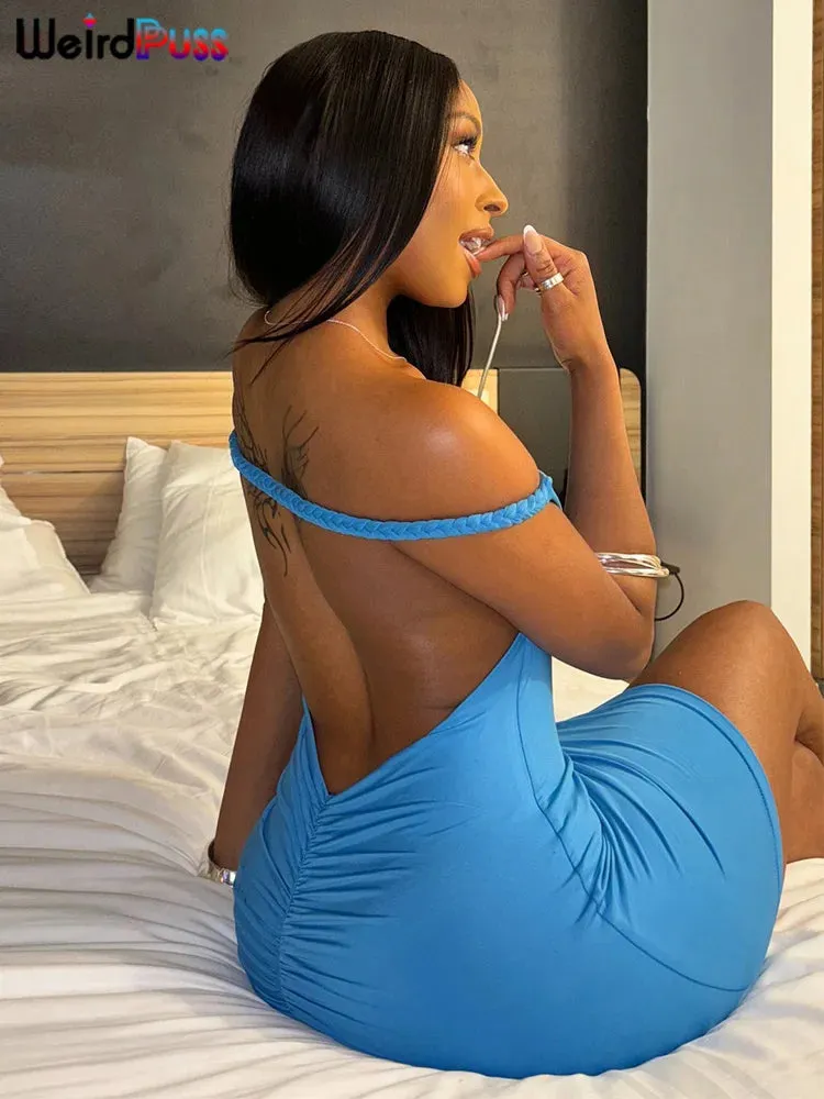 Backless Peach  Mini Stretch Bodycon Dress