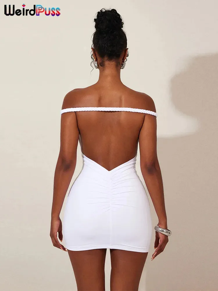 Backless Peach  Mini Stretch Bodycon Dress