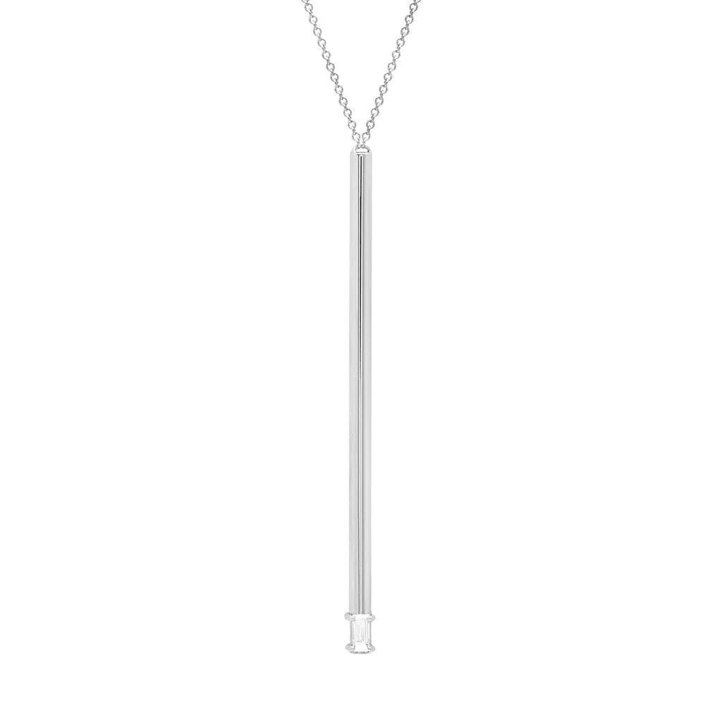 Balance Lariat | White Gold with Baguette Diamond