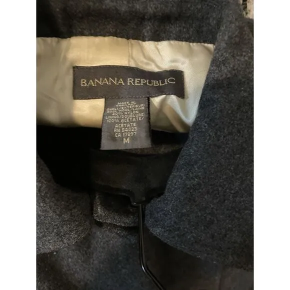 Banana Republic Wool Coat Women's Medium Grey Classic Corporate Wool Coat