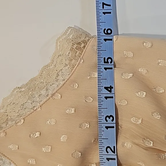 Band of the Free Amalie Slip Midi Dress Lace Semi-Sheer Dot Lace Lined Ivory S