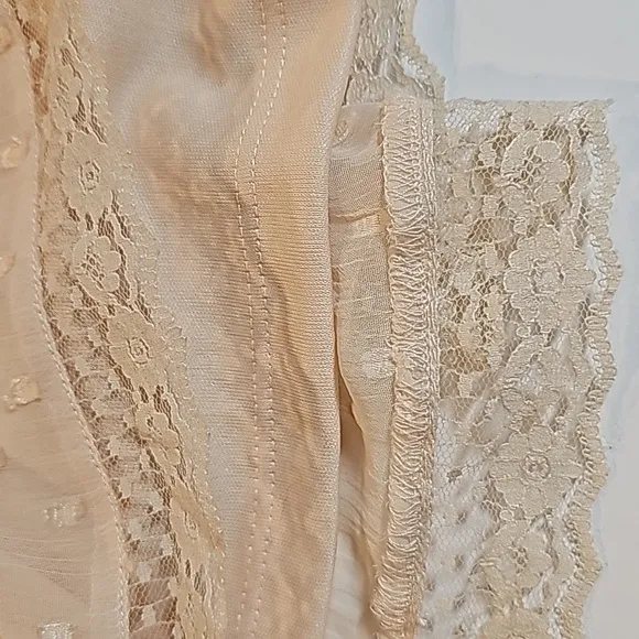 Band of the Free Amalie Slip Midi Dress Lace Semi-Sheer Dot Lace Lined Ivory S
