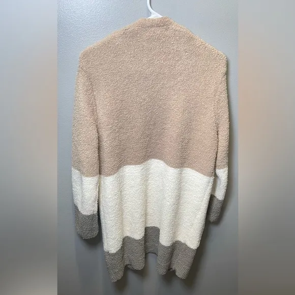 Barefoot Dreams Women's CozyChic Colorblock‎ Cardigan Tan/Gray Size Medium