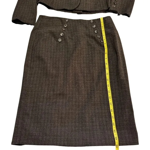 BCX Women's Brown Tweed Skirt Suit Set Skirt Size 5 Jacket Size Large NWT