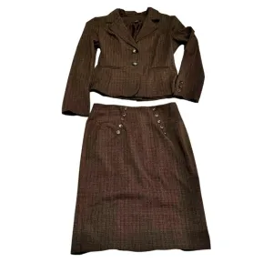 BCX Women's Brown Tweed Skirt Suit Set Skirt Size 5 Jacket Size Large NWT