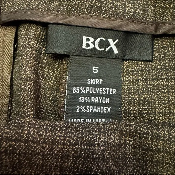 BCX Women's Brown Tweed Skirt Suit Set Skirt Size 5 Jacket Size Large NWT