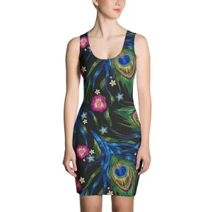 Be Extra! Peacock Print Fitted Dress