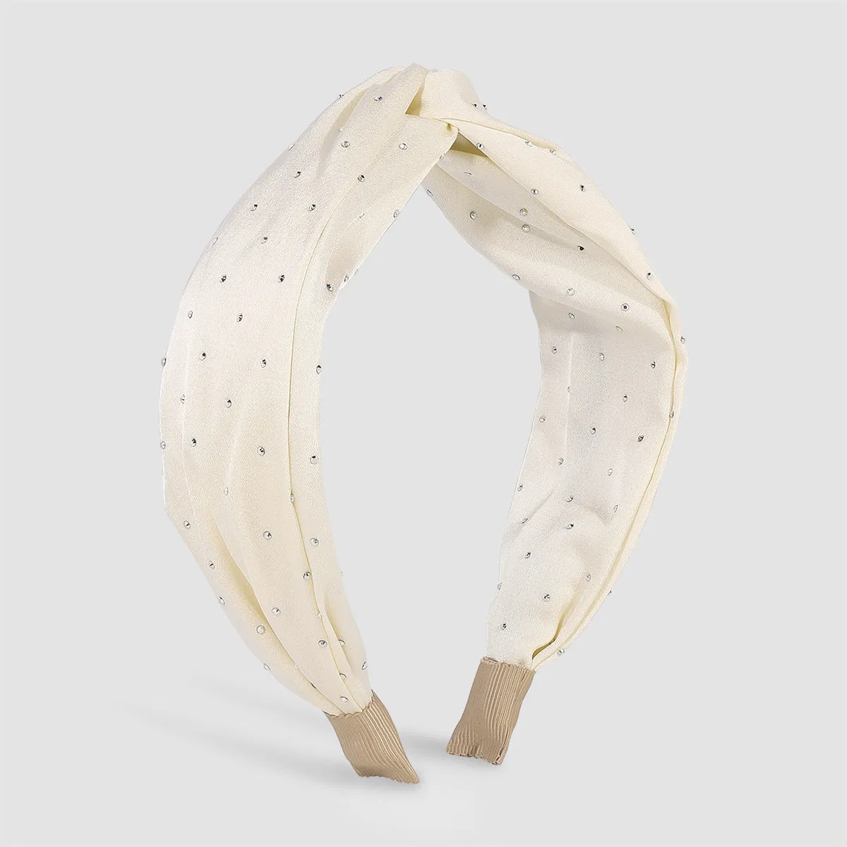 Beige & Cubic Zirconia Knot Hard Headband