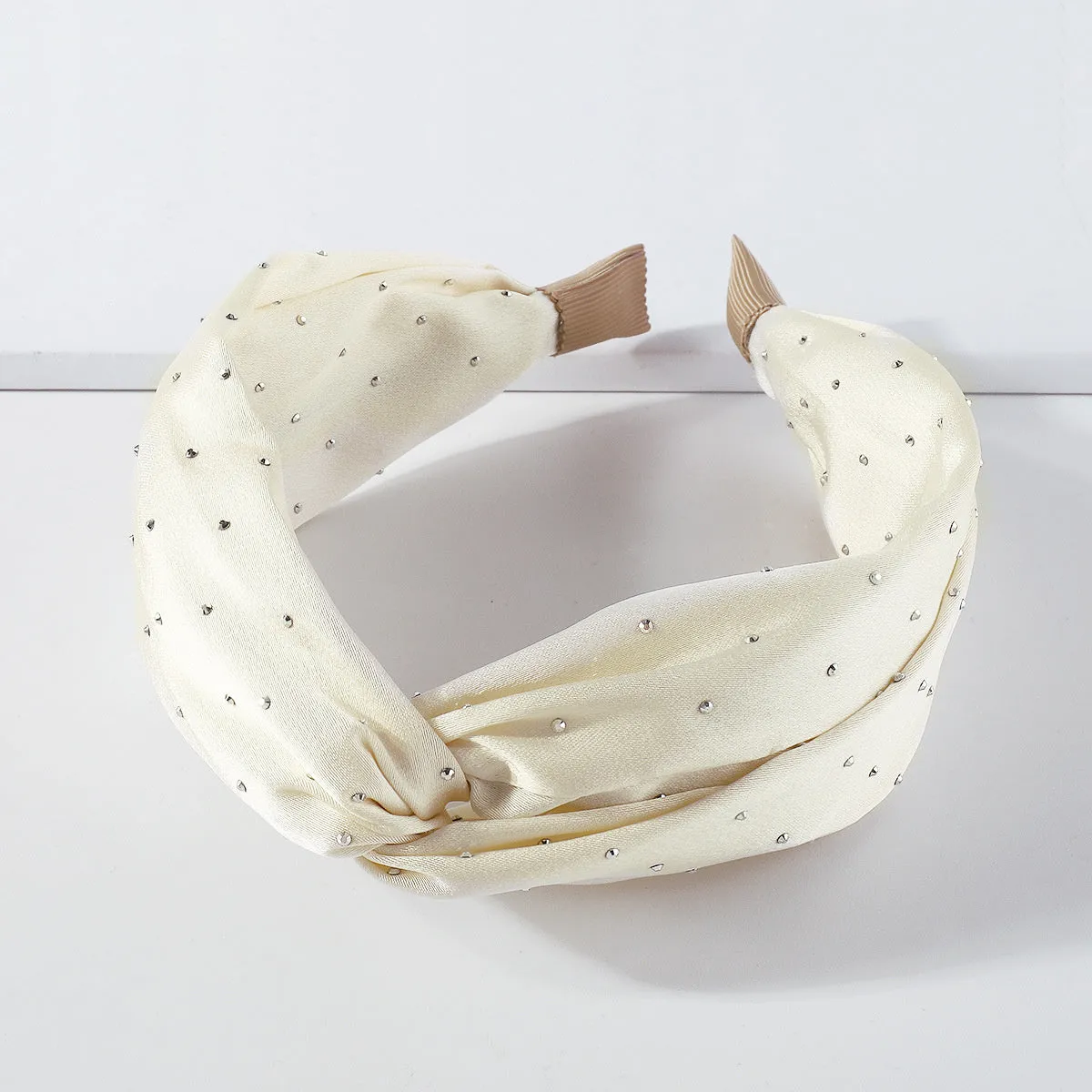 Beige & Cubic Zirconia Knot Hard Headband