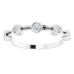 Bezel Set Round Diamond Wedding Band 5 Stone Anniversary Ring