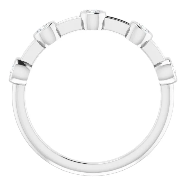 Bezel Set Round Diamond Wedding Band 5 Stone Anniversary Ring